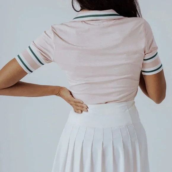 Light Pink Short Sleeve Polo Tee with Contrast Trim - Picture 3 of 6